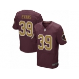 Men's Nike Washington Redskins #39 Josh Evans Elite Burgundy Red Gold Number Alternate 80TH Anniversary NFL Jersey