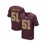 Men's Nike Washington Redskins #51 Will Compton Elite Burgundy Red Gold Number Alternate 80TH Anniversary NFL Jersey