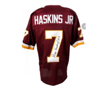 Men's Nike Washington Redskins #7 Dwayne Haskins JR Elite Burgundy Red Team Color NFL Jersey[ signature]