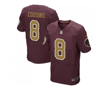 Men's Nike Washington Redskins #8 Kirk Cousins Elite Burgundy Red&Gold Number Alternate 80TH Anniversary NFL Jersey