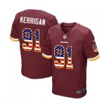 Men's Washington Redskins #91 Ryan Kerrigan Elite Burgundy Red Home USA Flag Fashion Football Jersey