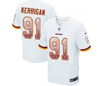 Men's Washington Redskins #91 Ryan Kerrigan Elite White Road Drift Fashion Football Jersey