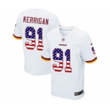 Men's Washington Redskins #91 Ryan Kerrigan Elite White Road USA Flag Fashion Football Jersey