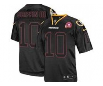 Nike NFL Jerseys Washington Redskins #10 Robert Griffin III Black 80TH Patch[Elite Lights Out]