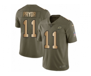 Men Nike Washington Redskins #11 Terrelle Pryor Limited Olive Gold 2017 Salute to Service NFL Jersey