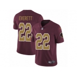 Men Nike Washington Redskins #22 Deshazor Everett Burgundy Red Gold Number Alternate 80TH Anniversary Vapor Untouchable Limited Player NFL Jersey