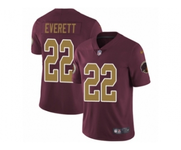 Men Nike Washington Redskins #22 Deshazor Everett Burgundy Red Gold Number Alternate 80TH Anniversary Vapor Untouchable Limited Player NFL Jersey