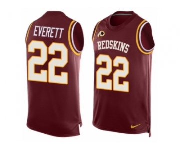 Men Nike Washington Redskins #22 Deshazor Everett Limited Red Player Name & Number Tank Top NFL Jersey