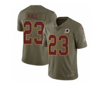 Men Nike Washington Redskins #23 DeAngelo Hall Limited Olive 2017 Salute to Service NFL Jersey