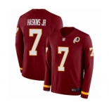 Men Washington Redskins #7 Dwayne Haskins Limited Burgundy Therma Long Sleeve Football Jersey