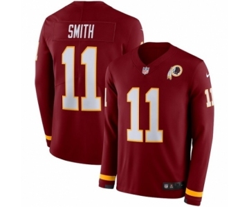 Men's Nike Washington Redskins #11 Alex Smith Limited Burgundy Therma Long Sleeve NFL Jersey