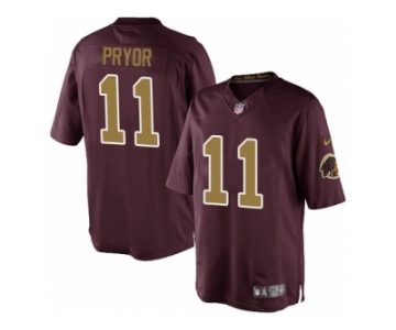 Men's Nike Washington Redskins #11 Terrelle Pryor Limited Burgundy Red Gold Number Alternate 80TH Anniversary NFL Jersey