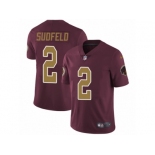 Men's Nike Washington Redskins #2 Nate Sudfeld Vapor Untouchable Limited Burgundy Red Gold Number Alternate 80TH Anniversary NFL Jersey