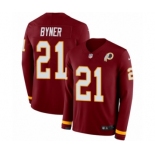 Men's Nike Washington Redskins #21 Earnest Byner Limited Burgundy Therma Long Sleeve NFL Jersey