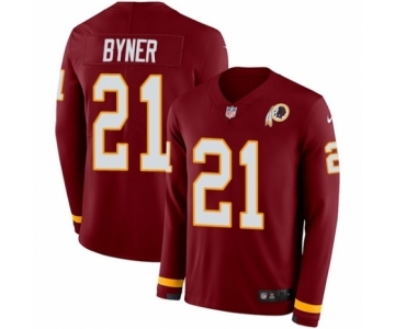 Men's Nike Washington Redskins #21 Earnest Byner Limited Burgundy Therma Long Sleeve NFL Jersey