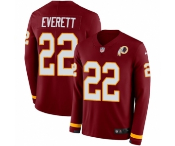 Men's Nike Washington Redskins #22 Deshazor Everett Limited Burgundy Therma Long Sleeve NFL Jersey