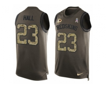 Men's Nike Washington Redskins #23 DeAngelo Hall Limited Green Salute to Service Tank Top NFL Jersey