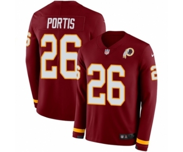 Men's Nike Washington Redskins #26 Clinton Portis Limited Burgundy Therma Long Sleeve NFL Jersey