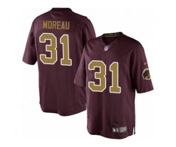 Men's Nike Washington Redskins #31 Fabian Moreau Limited Burgundy Red Gold Number Alternate 80TH Anniversary NFL Jersey