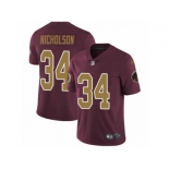 Men's Nike Washington Redskins #34 Montae Nicholson Vapor Untouchable Limited Burgundy Red Gold Number Alternate 80TH Anniversary NFL Jersey