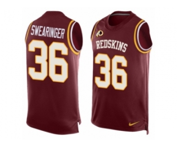 Men's Nike Washington Redskins #36 D.J. Swearinger Limited Red Player Name & Number Tank Top NFL Jersey