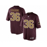 Men's Nike Washington Redskins #36 Sua Cravens Limited Burgundy Red&Gold Number Alternate 80TH Anniversary NFL Jersey