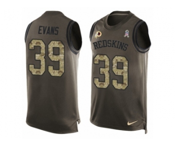 Men's Nike Washington Redskins #39 Josh Evans Limited Green Salute to Service Tank Top NFL Jersey