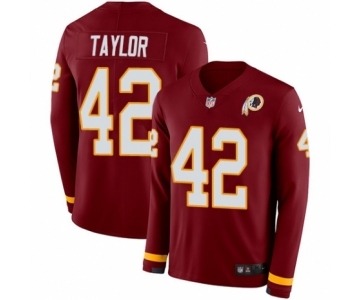 Men's Nike Washington Redskins #42 Charley Taylor Limited Burgundy Therma Long Sleeve NFL Jersey