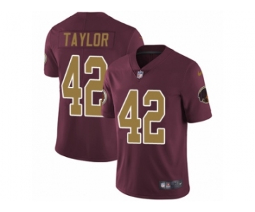 Men's Nike Washington Redskins #42 Charley Taylor Vapor Untouchable Limited Burgundy Red Gold Number Alternate 80TH Anniversary NFL Jersey