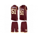 Men's Nike Washington Redskins #51 Will Compton Limited Burgundy Red Tank Top Suit NFL Jersey