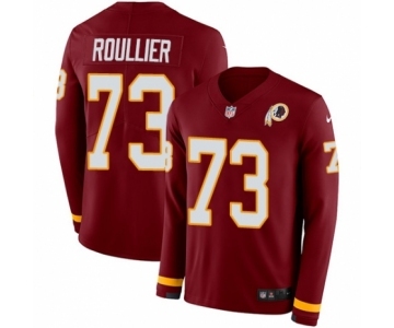 Men's Nike Washington Redskins #73 Chase Roullier Limited Burgundy Therma Long Sleeve NFL Jersey