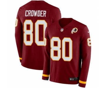 Men's Nike Washington Redskins #80 Jamison Crowder Limited Burgundy Therma Long Sleeve NFL Jersey