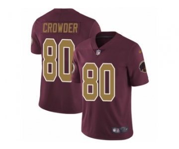 Men's Nike Washington Redskins #80 Jamison Crowder Vapor Untouchable Limited Burgundy Red Gold Number Alternate 80TH Anniversary NFL Jersey