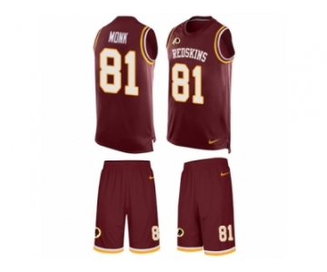 Men's Nike Washington Redskins #81 Art Monk Limited Burgundy Red Tank Top Suit NFL Jersey