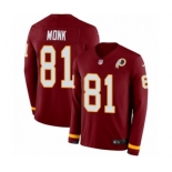 Men's Nike Washington Redskins #81 Art Monk Limited Burgundy Therma Long Sleeve NFL Jersey