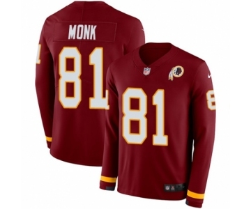 Men's Nike Washington Redskins #81 Art Monk Limited Burgundy Therma Long Sleeve NFL Jersey