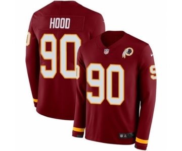 Men's Nike Washington Redskins #90 Ziggy Hood Limited Burgundy Therma Long Sleeve NFL Jersey