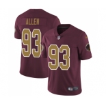 Men's Nike Washington Redskins #93 Jonathan Allen Burgundy Red Gold Number Alternate 80TH Anniversary Vapor Untouchable Limited Player NFL Jersey