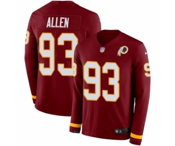 Men's Nike Washington Redskins #93 Jonathan Allen Limited Burgundy Therma Long Sleeve NFL Jersey