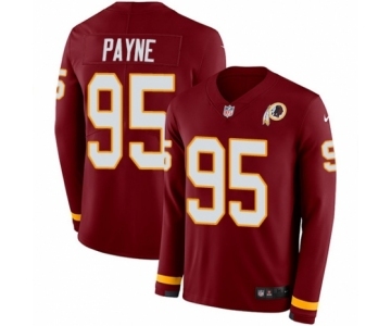 Men's Nike Washington Redskins #95 Da'Ron Payne Limited Burgundy Therma Long Sleeve NFL Jersey