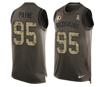 Men's Nike Washington Redskins #95 Da'Ron Payne Limited Green Salute to Service Tank Top NFL Jersey