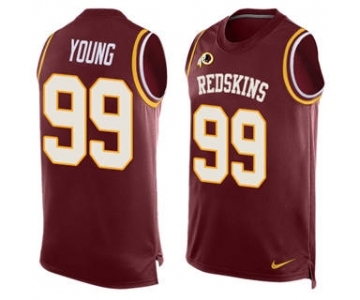 Men's Redskins #99 Chase Young Burgundy Red Team Color Stitched Football Limited Tank Top Jersey