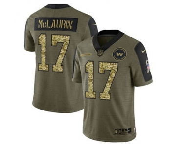 Men's Washington Football Team #17 Terry McLaurin 2021 Olive Camo Salute To Service Limited Stitched Football Jersey