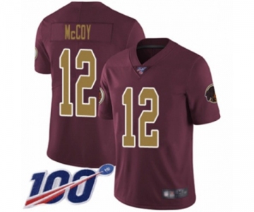 Men's Washington Redskins #12 Colt McCoy Burgundy Red Gold Number Alternate 80TH Anniversary Vapor Untouchable Limited Player 100th Season Football Jersey