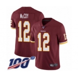 Men's Washington Redskins #12 Colt McCoy Burgundy Red Team Color Vapor Untouchable Limited Player 100th Season Football Jersey