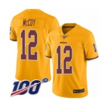 Men's Washington Redskins #12 Colt McCoy Limited Gold Rush Vapor Untouchable 100th Season Football Jersey