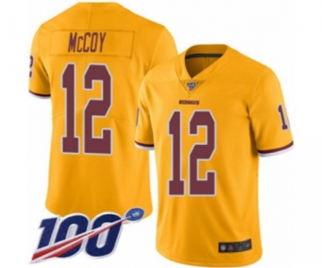 Men's Washington Redskins #12 Colt McCoy Limited Gold Rush Vapor Untouchable 100th Season Football Jersey