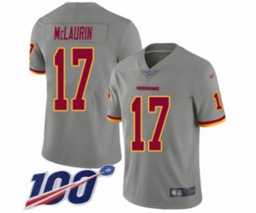 Men's Washington Redskins #17 Terry McLaurin Limited Gray Inverted Legend 100th Season Football Jersey