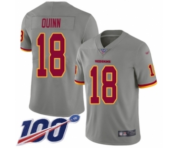 Men's Washington Redskins #18 Trey Quinn Limited Gray Inverted Legend 100th Season Football Jersey