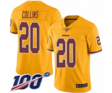 Men's Washington Redskins #20 Landon Collins Limited Gold Rush Vapor Untouchable 100th Season Football Jersey